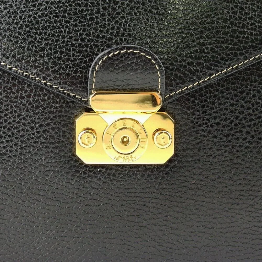 a.testoni Business bag Black gold Women Authentic secondhand